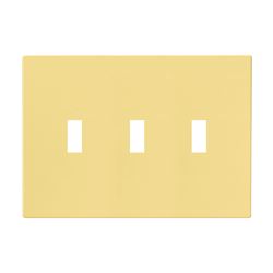 Eaton Wiring Devices PJS3V Wallplate, 4-7/8 in L, 6-3/4 in W, 3 -Gang, Polycarbonate, Ivory, High-Gloss 
