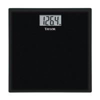 Taylor 75584192B Bathroom Scale, 400 lb Capacity, LCD Display, Black, 13.63 in OAW, 13.63 in OAD, 1.94 in OAH 