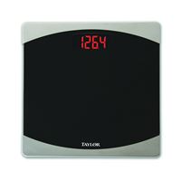Taylor 7562 Bathroom Scale, 400 lb Capacity, LCD Display, Glass Housing Material, Black, 12 in OAW, 12 in OAD 