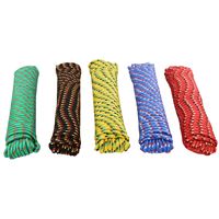 ProSource 706036-PDQ Rope, 3/8 in Dia, 100 ft L, 244 lb Working Load, Polypropylene, Black/Blue/Green/Red/Yellow 48 Pack 
