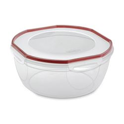 Sterilite Ultraâ€¢Seal 03958602 Storage Bowl, 8.1 qt Capacity, Plastic, Clear/Rocket Red, 5-5/8 in Dia, 12 in H, Pack of 2 