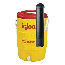 IGLOO 11863 Water Cooler, 5 gal Tank, Drip-Resistant, Recessed Spigot, Plastic, Red/Yellow 