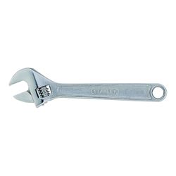 Stanley 87-471 Adjustable Wrench, 10 in OAL, 1-2/11 in Jaw, Steel, Chrome, Plain-Grip Handle 