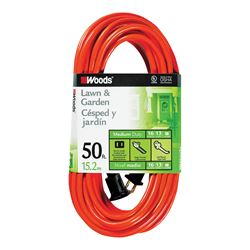 Woods 0723 Extension Cord, 16 AWG Cable, 50 ft L, 13 A, 125 V, Orange 