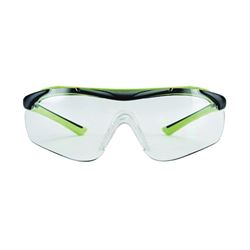 3M 47100-WZ4 Sport-Inspired Safety Glasses, Anti-Fog, Anti-Scratch Lens, Wraparound Frame, Green/Neon Black Frame 