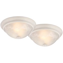 Boston Harbor 41800-WH Flush Mount Ceiling Fixture, 120 V, 60 W, A19 or CFL Lamp, White Fixture 2 Pack 