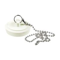 Plumb Pak PP820-7 Drain Stopper with Chain, Rubber, White, For: 1 to 1-3/4 in Sink, Pack of 6 