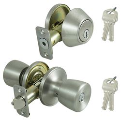 ProSource BS621BRA4B Deadbolt and Entry Lockset, Turnbutton Lock, Tulip Design, Stainless Steel, 3 Grade, Pack of 2 