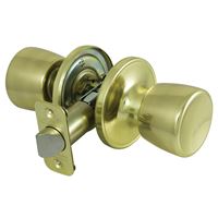 ProSource TS730BRA4B Knob Lockset, Knob Handle, Metal, Polished Brass, 2-3/8 to 2-3/4 in Backset, 44 x 57 mm Strike 