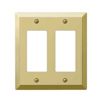 AmerTac Century 163RRBR Wallplate, 4-15/16 in L, 4-9/16 in W, 2 -Gang, Steel, Polished Brass