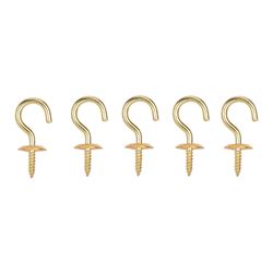 ProSource Cup Hook, 5/16 in Opening, 3 mm Thread, 1-1/8 in L, Brass, Brass 