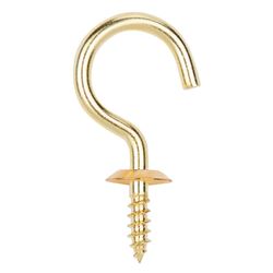 ProSource Cup Hook, 15/32 in Opening, 3.5 mm Thread, 1 in L, Brass, Brass 