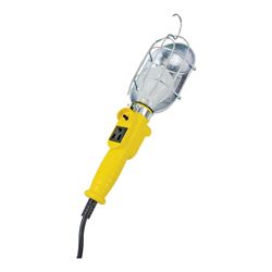 PowerZone ORTL010625 Work Light with Metal Guard and Single Outlet, 12 A, Incandescent Lamp, 25 ft L Cord, Yellow 