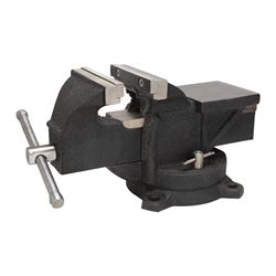 Vulcan JL25013 Bench Vise, 6 in Jaw Opening, 1/2 in W Jaw, 3 in D Throat, Cast Iron Steel, Serrated Jaw 