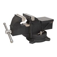 Vulcan JL25013 Bench Vise, 6 in Jaw Opening, 1/2 in W Jaw, 3 in D Throat, Cast Iron Steel, Serrated Jaw 