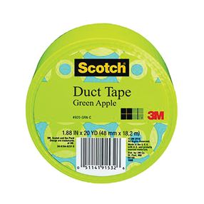 3M 920-GRN-C Duct Tape, 20 yd L, 1.88 in W, Cloth Backing, Green Apple