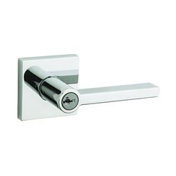Kwikset Signature Series 156HFL SQT 26 Entry Lever, Pushbutton Lock, Polished Chrome, Metal, Residential, 2 Grade 