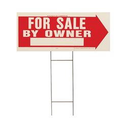 Hy-Ko RS-802 Lawn Sign, For Sale By Owner, White Legend, Plastic, 24 in W x 9-1/2 in H Dimensions, Pack of 5 