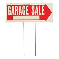 Hy-Ko RS-804 Lawn Sign, Garage Sale, White Legend, Plastic, 24 in W x 9-1/2 in H Dimensions, Pack of 5 
