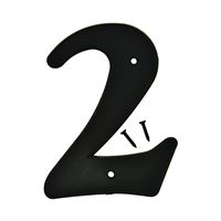 HY-KO 30200 Series 30202 House Number, Character: 2, 6 in H Character, Black Character, Plastic 5 Pack 
