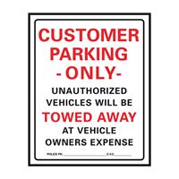 HY-KO 700 Parking Sign, Rectangular, Black/Red Legend, White Background, Plastic, 15 in W x 19 in H Dimensions 