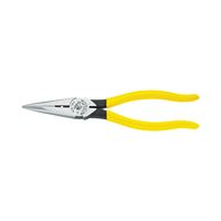 KLEIN TOOLS D203-8N Nose Plier, 8-7/16 in OAL, 1-1/4 in Jaw Opening, Yellow Handle, Dipped Handle, 1 in W Jaw 