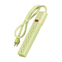Eaton Cooper Wiring 1136V Power Strip, 14/3 AWG Cable, 3 ft L Cable, 6 -Socket, 15 A, 125 V, Ivory 