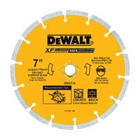 DeWALT DW4714T Circular Saw Blade, 7 in Dia, 5/8 in Arbor, Diamond Cutting Edge, Applicable Materials: Masonry 