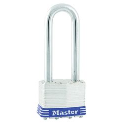 Master Lock 1DLJ Padlock, Keyed Different Key, 5/16 in Dia Shackle, 2-1/2 in H Shackle, Steel Shackle, Steel Body 