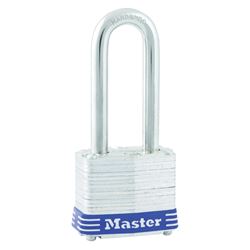 Master Lock 3DLH Padlock, Keyed Different Key, 9/32 in Dia Shackle, 2 in H Shackle, Steel Shackle, Steel Body, Laminated 