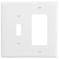 Eaton Wiring Devices 2153W-BOX Combination Wallplate, 4-1/2 in L, 4-9/16 in W, 2 -Gang, Thermoset, White 