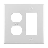 Eaton Wiring Devices PJ826W Combination Wallplate, 4-7/8 in L, 4-15/16 in W, 2 -Gang, Polycarbonate, White, Pack of 20 