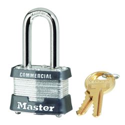 Master Lock 3KALF3210 Padlock, Keyed Alike Key, Open Shackle, 9/32 in Dia Shackle, 1-1/2 in H Shackle, Steel Shackle 