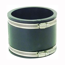 Fernco P1056-44 Flexible Coupling, 4 in, PVC, Black, 4.3 psi Pressure 