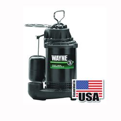 Wayne CDU790 Sump Pump, 1-Phase, 9.5 A, 120 V, 0.33 hp, 1-1/2 in Outlet, 20 ft Max Head, 1200 gph, Iron 