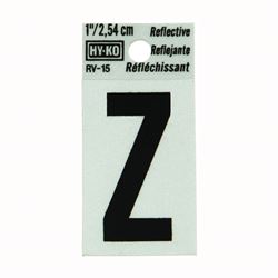 Hy-Ko RV-15/Z Reflective Letter, Character: Z, 1 in H Character, Black Character, Silver Background, Vinyl, Pack of 10 