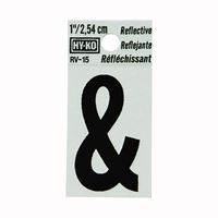 Hy-Ko RV-15/& Reflective Sign, Character: &, 1 in H Character, Black Character, Silver Background, Vinyl, Pack of 10 