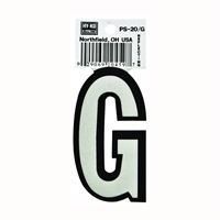 Hy-Ko PS-20/G Reflective Letter, Character: G, 3-1/4 in H Character, Black/White Character, Vinyl, Pack of 10 