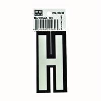 Hy-Ko PS-20/H Reflective Letter, Character: H, 3-1/4 in H Character, Black/White Character, Vinyl, Pack of 10 