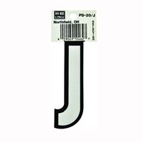 Hy-Ko PS-20/J Reflective Letter, Character: J, 3-1/4 in H Character, Black/White Character, Vinyl, Pack of 10 