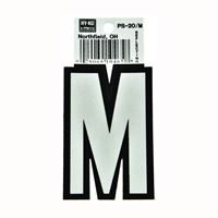 Hy-Ko PS-20/M Reflective Letter, Character: M, 3-1/4 in H Character, Black/White Character, Vinyl, Pack of 10 