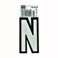 Hy-Ko PS-20/N Reflective Letter, Character: N, 3-1/4 in H Character, Black/White Character, Vinyl, Pack of 10 