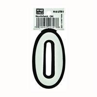 Hy-Ko PS-20/O Reflective Letter, Character: O, 3-1/4 in H Character, Black/White Character, Vinyl, Pack of 10 
