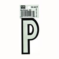 Hy-Ko PS-20/P Reflective Letter, Character: P, 3-1/4 in H Character, Black/White Character, Vinyl, Pack of 10 