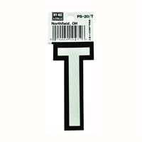 Hy-Ko PS-20/T Reflective Letter, Character: T, 3-1/4 in H Character, Black/White Character, Vinyl, Pack of 10 