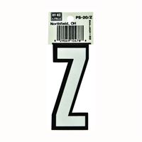 Hy-Ko PS-20/Z Reflective Letter, Character: Z, 3-1/4 in H Character, Black/White Character, Vinyl, Pack of 10 