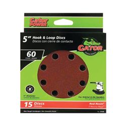 Gator 4144 Sanding Disc, 5 in Dia, 60 Grit, Coarse, Aluminum Oxide Abrasive, Vented 