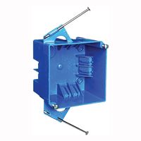 Carlon B432A-UPC Outlet Box, 2-Gang, Thermoplastic, Blue, Captive Nail Mounting 