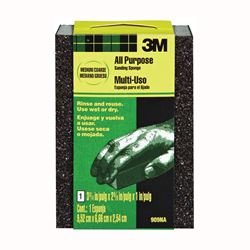 3M 909 Sanding Sponge, 3-3/4 in L, 2-5/8 in W, Coarse, Medium, Aluminum Oxide Abrasive 