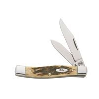 CASE 00077 Folding Pocket Knife, 2.57 in Clip, 1.73 in Pen L Blade, Chrome Vanadium Steel Blade, 2-Blade, Amber Handle 